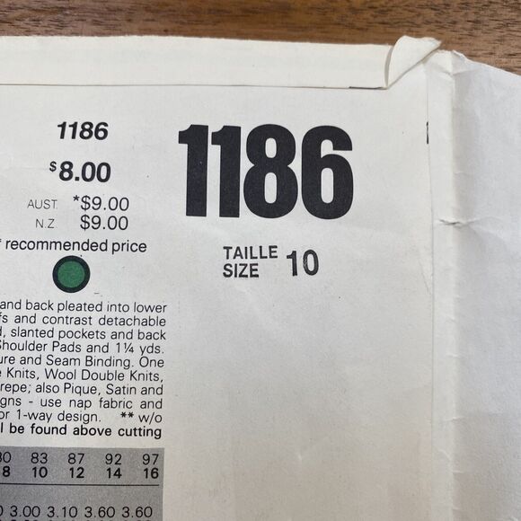 Vintage Vogue Sewing Pattern 1186 Oscar de la Renta Designer Top & Skirt Sz 10 - Picture 7 of 10